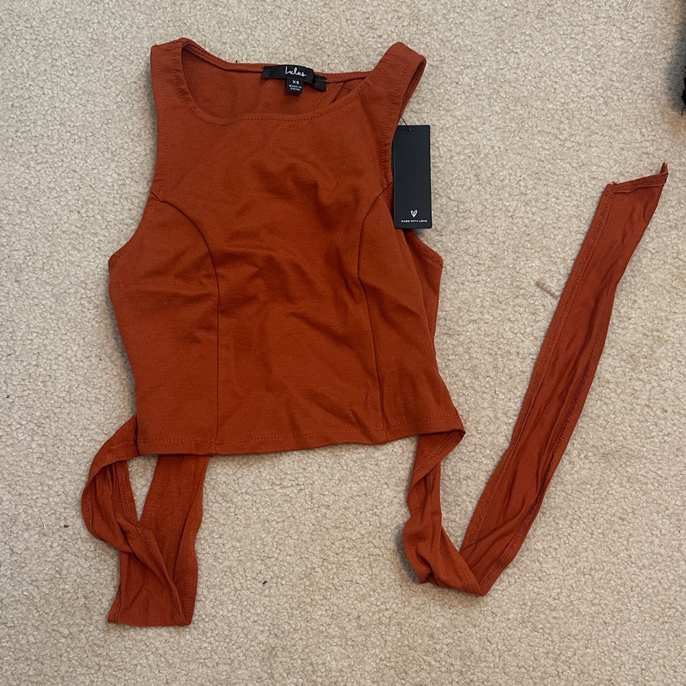 Lulu's Terracotta Sleeveless Crop Top